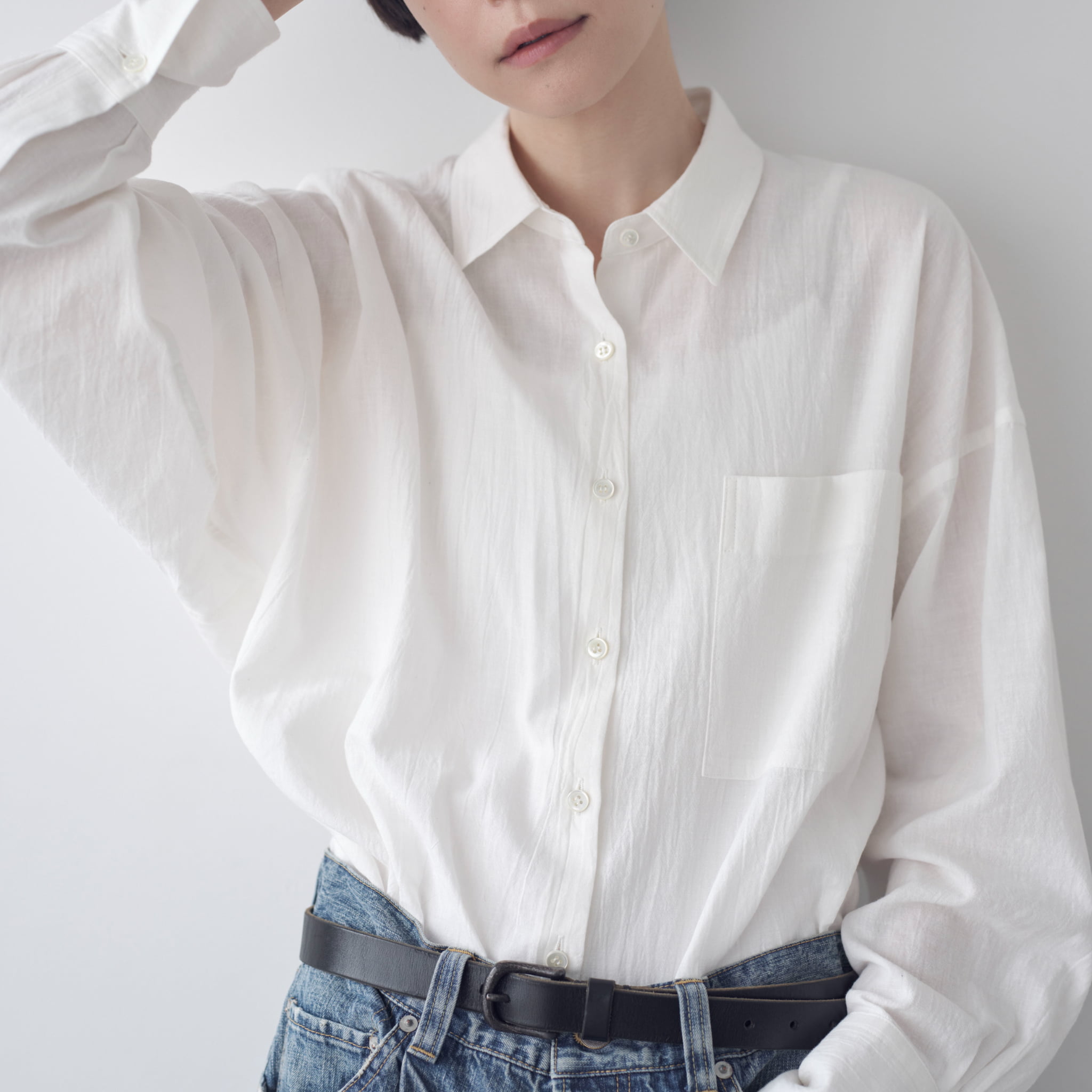 ほぼ日　O２　リネン　白シャツ　長袖 ほぼ日O2リネン白シャツ長袖