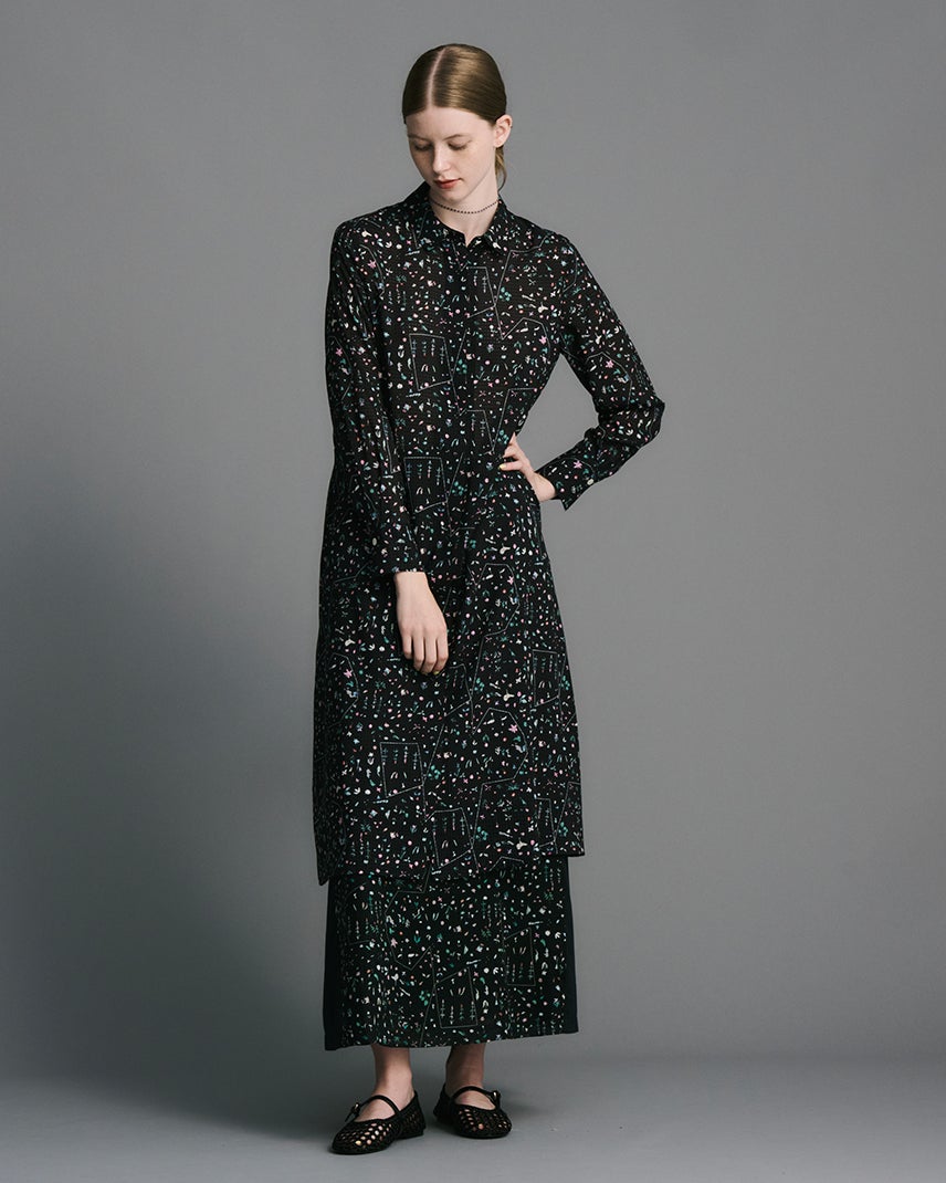 夜に浮かぶ花のシャツワンピース - CACUMA 2025 渡邉良重さんの服 