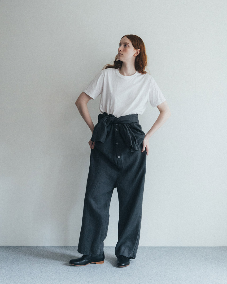 試着のみ　ボイラースーツ　ほぼ日　fog linen work リネンチャコール WITH fog linen work・ miiThaaii ボイラースーツ