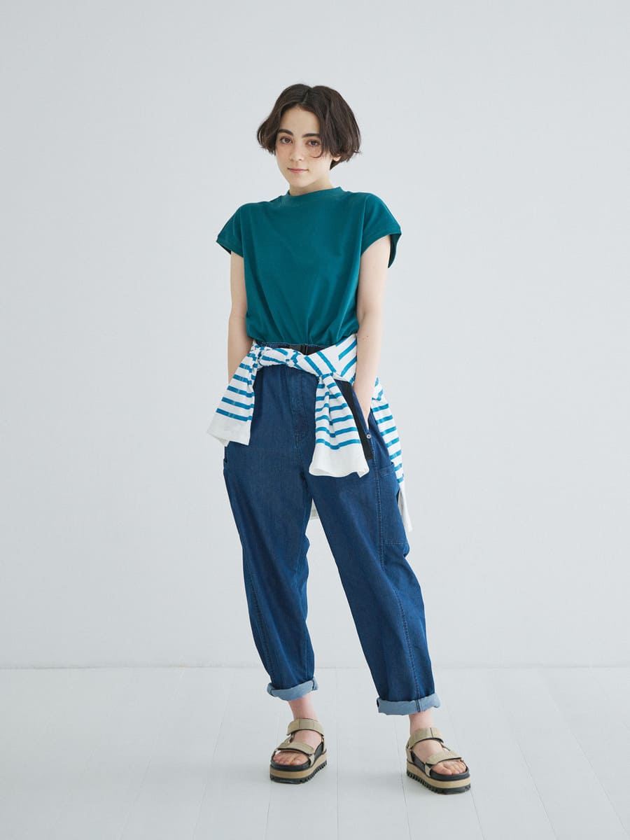 S　モックネック　白、ネイビー　２枚セット(L) リラックスFIT セミルーズ モックネックTシャツ 通販【ニッセン】